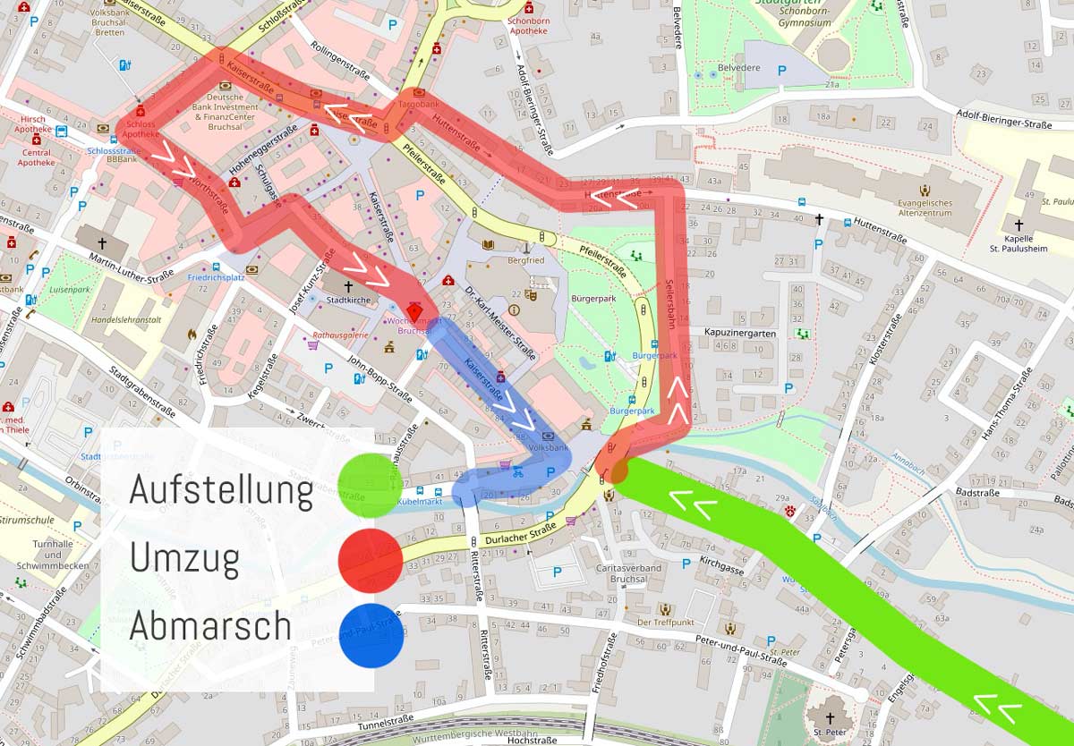 Plan DFasnachtsumzug Bruchsal