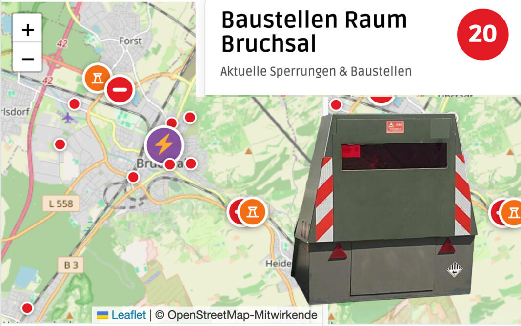 Baustellen und mobiler Blitzer im Raum Bruchsal – <br>Neuer Service von Landfunker Baustellen und mobiler Blitzer im Raum Bruchsal – <br>Neuer Service von Landfunker