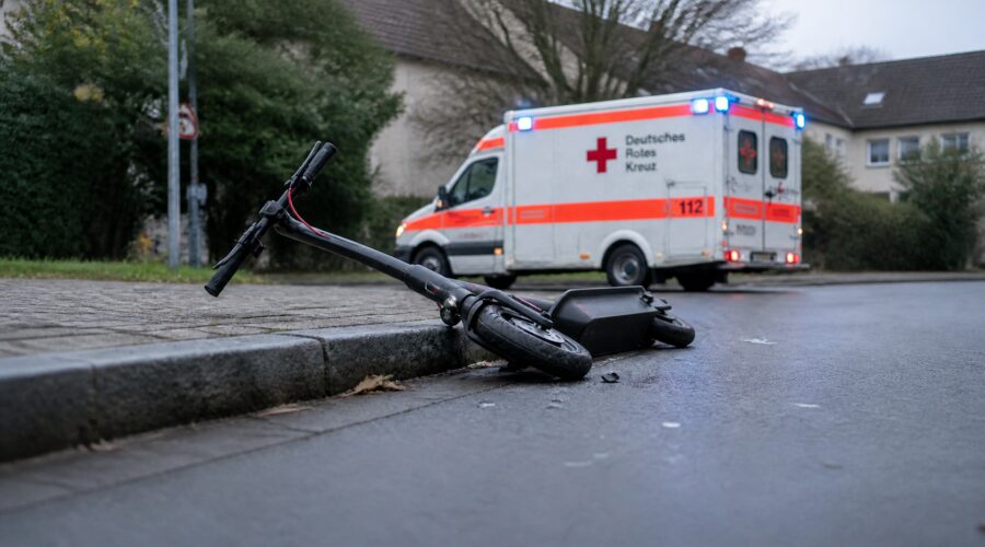 Unfall mit e-scooter an Bordsteinkante